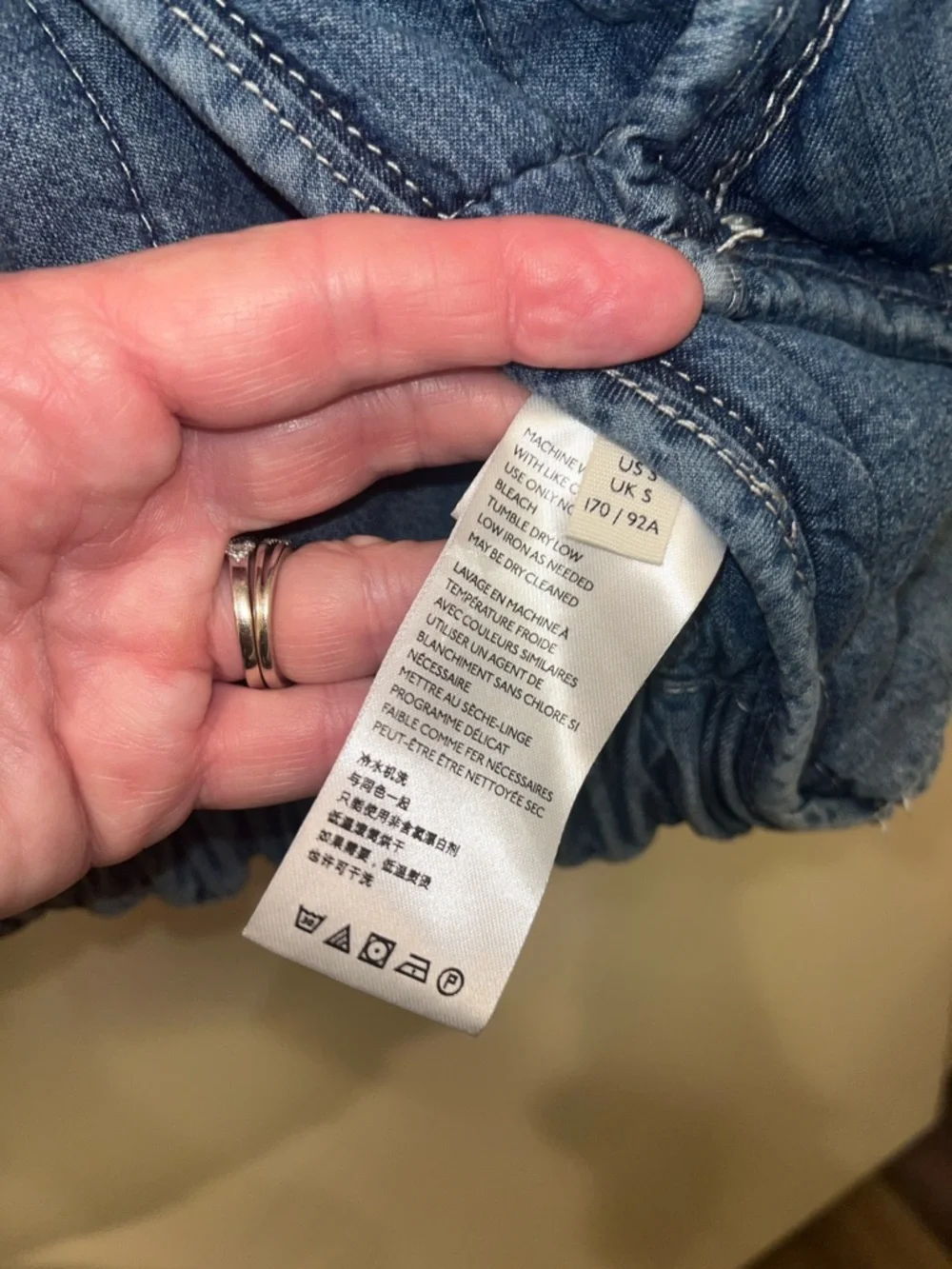 Free People Dolman Quilted Medium Wash Denim Jacket Size Small - Picture 7 of 16